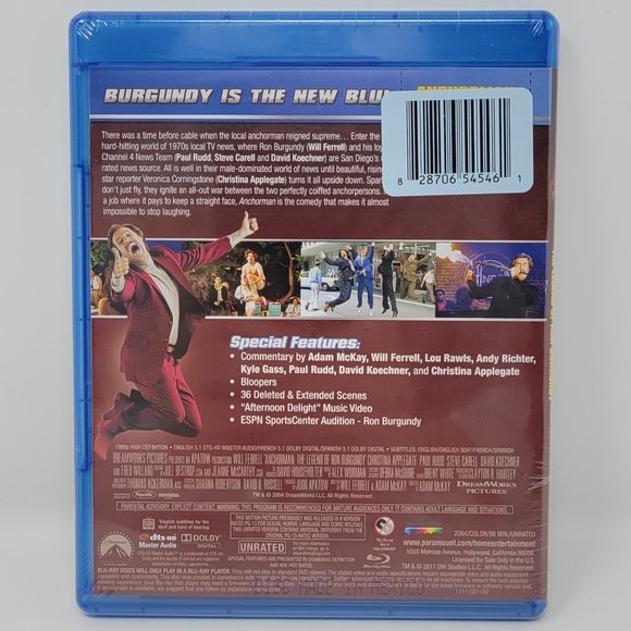 Anchorman: The Legend of Ron Burgundy (Unrated) [Blu-ray] New & Sealed - Picture 2 of 3